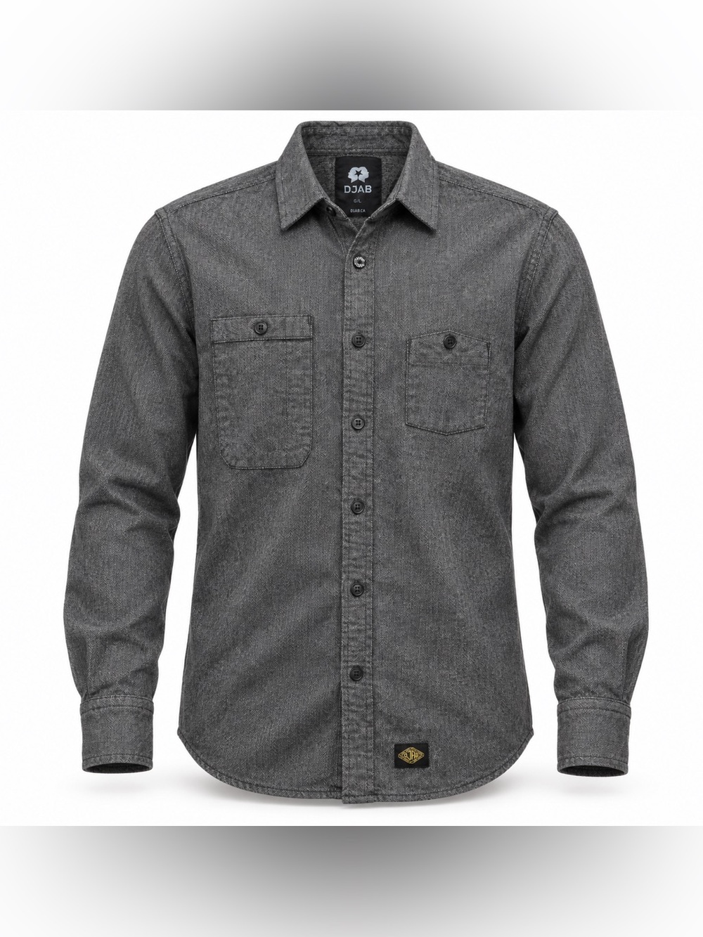 DJAB Charcoal Chevron-Twill button down shirt - large (fitted)